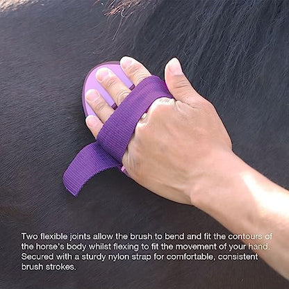 Harrison Howard Flexible Finish Horse Grooming Brush - Bendable, Comfortable Hold, Purple