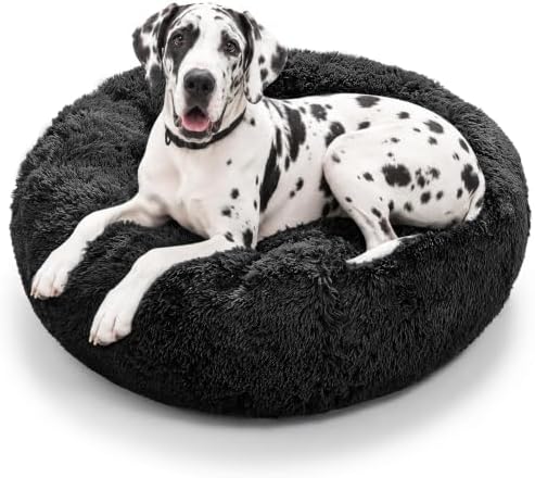 JOLLYVOGUE Dog Beds Large Sized Dog, Calming Anti-Anxiety Dog Bed, Fluffy Donut Cushion for Extra Large Pets (45")