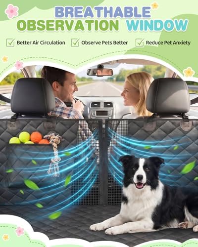 Dog Car Seat Cover, 600D Heavy Dute Car Seat Cover for Dogs Pets,100% Waterproof Anti-Scratch Nonslip Dog Hammock for Cars, Seat Covers Protector with SeatBelt for Sedan SUV Truck XLPRO Hard Black