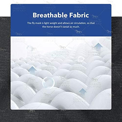 Harrison Howard Super Comfort Stretchy Fly Mask Large Eye Space with UV Protection Soft on Skin with Breathability Geo Feather L
