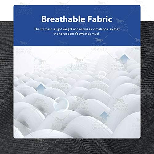 Harrison Howard Super Comfort Stretchy Fly Mask Large Eye Space with UV Protection Soft on Skin with Breathability Geo Feather S