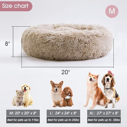 Western Home Calming Donut Cat Bed Small Dog Bed Washable,20" Brown