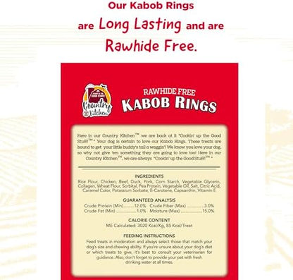 Country Kitchen Rawhide Free Kabob Rings Dog Chews, Made with Real Chicken, Beef, Pork, and Duck, 5 Count (Pack of 2)