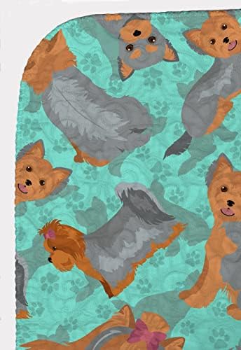 Caroline's Treasures MLM1061LQB Blue and Tan Yorkie Quilted Blanket 50x60 Artwork Pattern Quilted Throw Blanket for Bed, Couch, Sofa, Soft and Lightweight