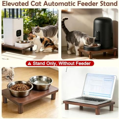 SZEE Cat Food Stand, Elevated Cat Feeder Stand for Automatic Feeder & Bowls