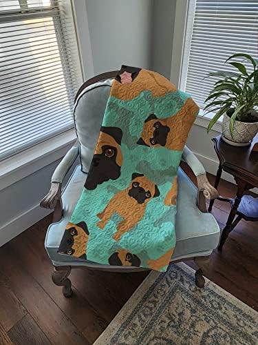 Caroline's Treasures MLM1057LQB Apricot Pug Quilted Blanket 50x60 Artwork Pattern Quilted Throw Blanket for Bed, Couch, Sofa, Soft and Lightweight