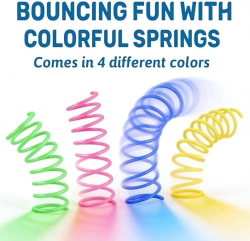 Cat Toy Springs - 80 Pack Colorful Spring Toys for Cats, Bouncy Plastic Cat Spring Toy, Interactive Springs Cat Toys & Cat Toys for Indoor Cats