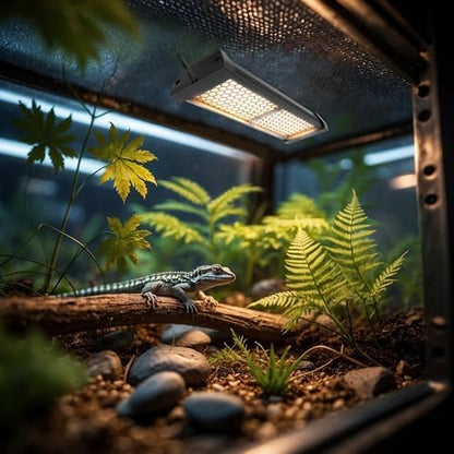 Dimmable LED Reptile UVB Lamp, 8000 Hours UVB Duration for Much Longer Lifespan, Adjustable 4/8/12-Hour Cycles, Suitable for Gecko, Chameleon, and Bearded Dragon, 8W, M Size