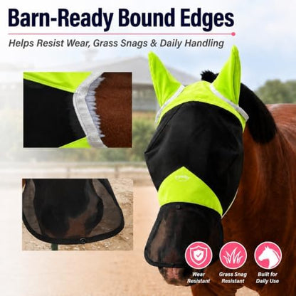 Horse Fly Mask for Horses with Ears and Nose Cover