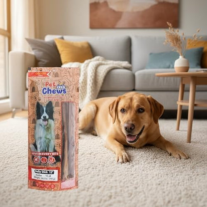 12" Jumbo Bully Sticks (10 Pack) - 70g Average per Stick (700g Total) - 100% Natural Grass-Fed Beef Pizzle, Odor-Free - Long Lasting Chews for Large Dogs & Power Chewers