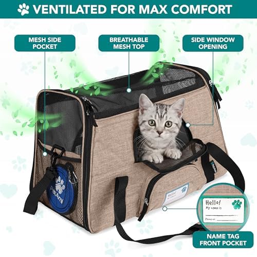 PetAmi Airline Approved Pet Carrier Cats & Small Dogs, Small Heather Taupe