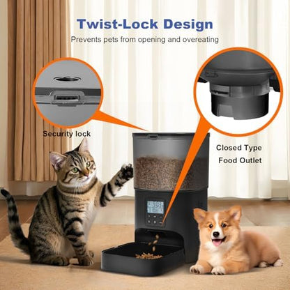 ANDOLL HOME Automatic Cat Feeder, Cat Food Dispenser with 10s Voice Recorder, Pet Feeder up to 8 Meals per Day, Timed Feeder with Dry Food Sealed Ring
