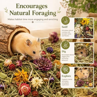 Sukh Hamster Bedding Odor Control - 200G Flowers & Herbs for Small Animals