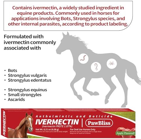 Ivermectin Horse Paste 1.87% – Single Tube 6.08g (1-Pack), Apple Flavored Oral Dewormer for Horses – Treats Horses Up to 1250 lbs – Weight Calibrated Equine Paste for Routine Horse Care