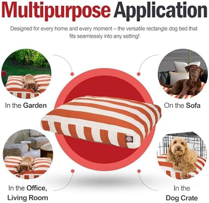 Majestic Pet Rectangle Large Dog Bed Washable – Non Slip Comfy Pet Bed – Dog crate Bed with Removable Washable Cover – Dog Kennel Bed for Sleeping - Dog Bed X-Large Breed 50x42x5 Inch – Burnt Orange