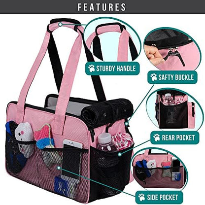 PetAmi Small Dog Purse Carrier, Airline Approved Soft Sided Tote, Pink