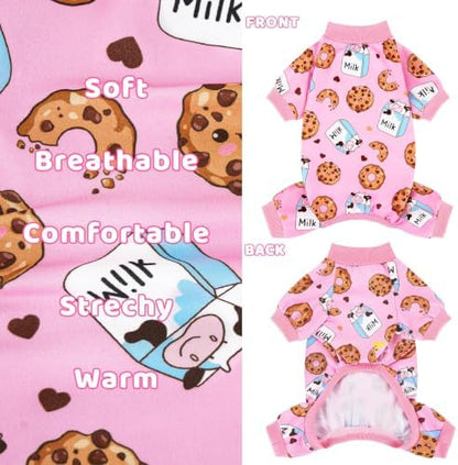 XPUDAC 4 Pieces Dog Pajamas Soft Strechy Puppy Onesies Pet Clothes for Medium Large Dogs Boy Girl Cat Pet Outfit, 153-4XL