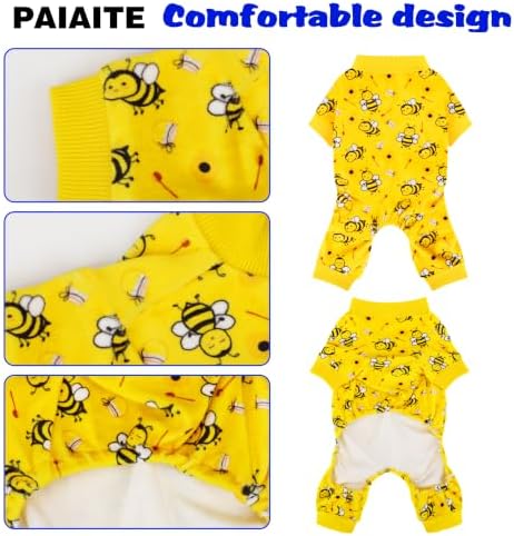 Paiaite Dog Pajamas Onesie: Comfortable Four-Legged Apparel for Small, Medium, & Large Dogs, Polyester Material for Comfort, Wrinkle Resistance, Moisture Wicking, Stretchiness Cute Bee Purple XS