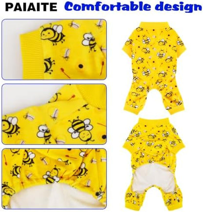 Paiaite Dog Pajamas Onesie: Comfortable Four-Legged Apparel for Small, Medium, & Large Dogs, Polyester Material for Comfort, Wrinkle Resistance, Moisture Wicking, Stretchiness Cute Bee Purple XS