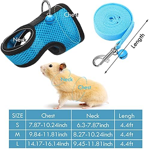 Satinior 2 Sets Guinea Pig Harness and Leash Kit, Blue, Black, M