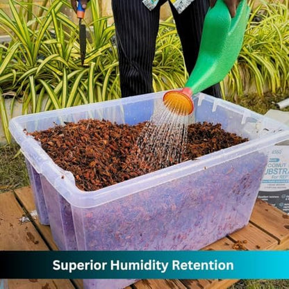 Premium Coconut Chip Substrate for Reptiles – 10 LB Block in Carton Box, Expands to 72 Quarts – Natural & Dust-Free Coco Husk Bedding for Ball Python, Bearded Dragon, Tortoise & Gecko