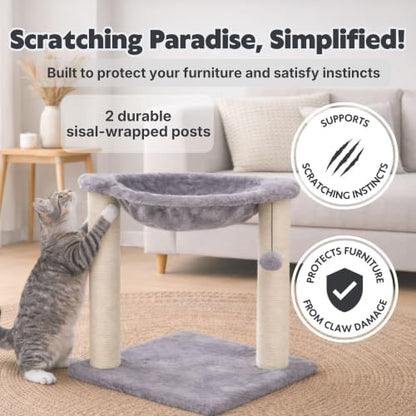TRIXIE Baza 19.7-in Sisal Cat Tree with Plush Hammock and Toy, Gray