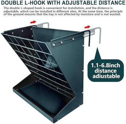 Wall Mount Hay Rack, Metal 2 in 1 Hay and Grain Feeder