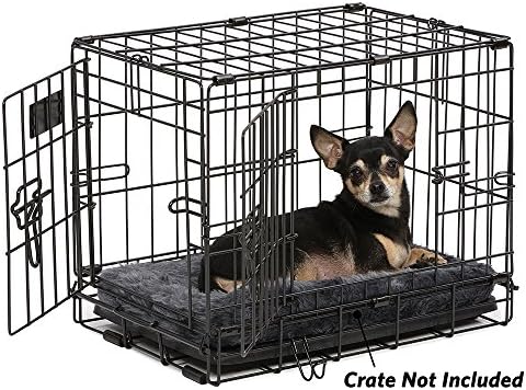 MidWest Homes for Pets QuietTime XXS Dog Bed - Gray Faux Fur Bolster, Ultra-Soft and Machine Washable, Fits 18-Inch Crates and Carriers, for Small Dogs and Cats