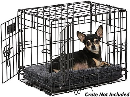 MidWest Homes for Pets QuietTime XXS Dog Bed - Gray Faux Fur Bolster, Ultra-Soft and Machine Washable, Fits 18-Inch Crates and Carriers, for Small Dogs and Cats