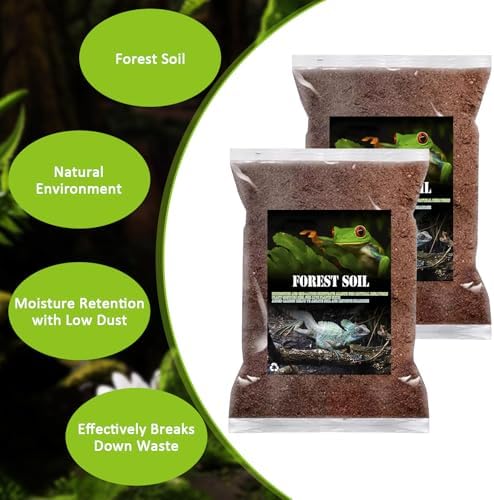 VCEPJH 2 Pcs Reptile Substrate Burrowing Tortoise Bedding for Habitat Bearded Dragon Enclosure Topsoil Terrarium Substrate for Snake Tarantula Gecko Lizard Spidey Frog Hermit Crab (5 L)