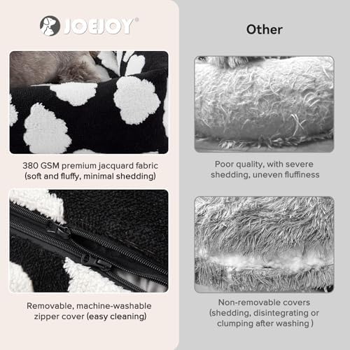 JOEJOY XL Dog Beds Large Sized Dog, Rectangle Washable Orthopedic Pet Bed with Removable Zipper Cover, Cute Soft Calming Puppy Pet Bed with Jacquard Shaggy Plush & Non Skid Bottom