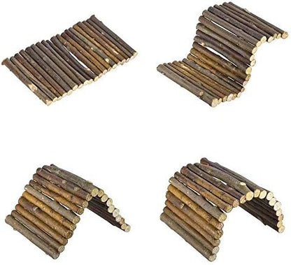 PINVNBY Guinea Pig Wooden Ladder Bridge (20 x 11.8 in) Rabbits Hideout, House, Tunnel, Rodents Chew Toys for Bunny, Chinchillas, Hedgehogs, Ferrets, Rat and Small Animals-Extra Large (Pack of 2)