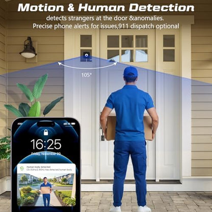 Window Cameras for Home Security: Indoor Camera for Outdoor Monitoring with 2K Full Color Night Vision Motion Human Vehicle Detection Easy Installation (2.4Ghz-2pcs)