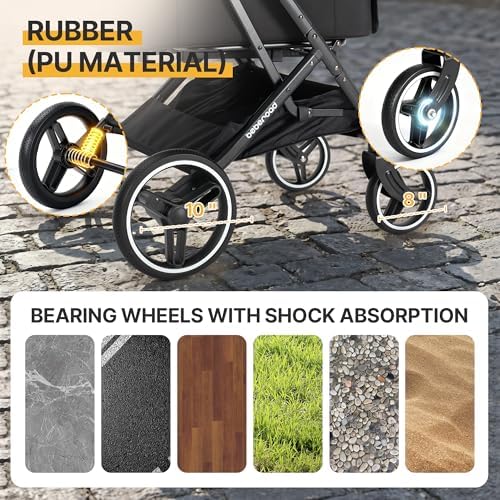 X3 Pet Stroller for Medium Dogs Cats Up to 55 lbs or Two Small Pets, Black