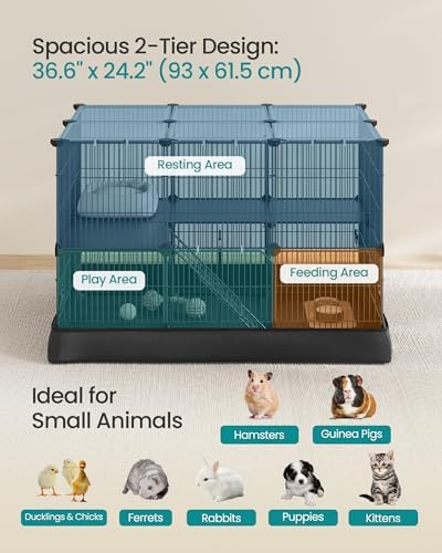 SONGMICS Guinea Pig Cages, 2-Tier Small Animal Cage