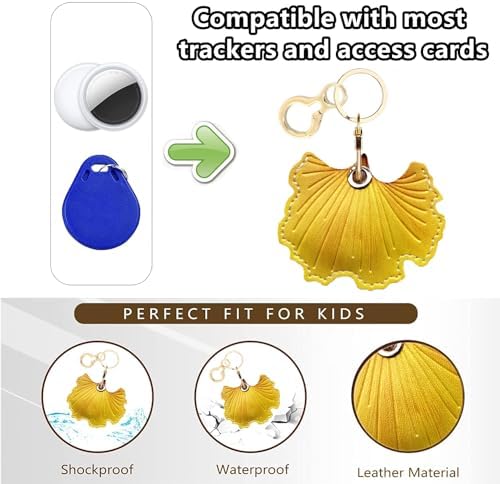 BORKUANA PU Leather Keychain Holder Protective Case Compatible with AirTag