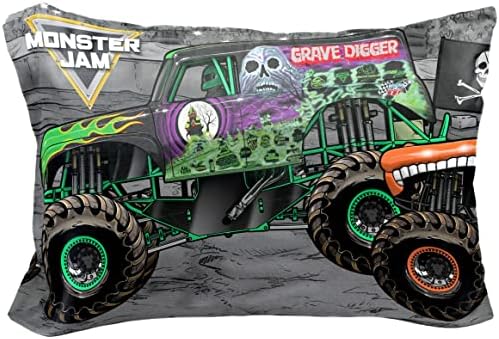 Jay Franco Monster Jam Reversible Pillowcase 20x30, Grave Digger Megalodon