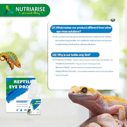 Reptile Eye Drops | Gentle Eye Cleanser for Bearded Dragons, Turtles, Snakes & Lizards | Non-Irritating Daily Eye Care Solution for Reptiles & Amphibians,5 ml