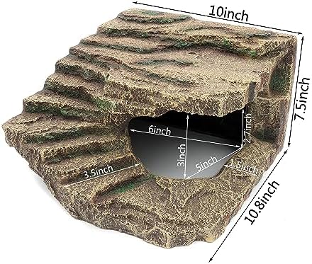 Resin Reptile Hideouts Cave Habitat Decor, B- Extra Large