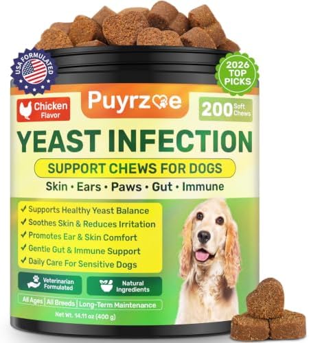 Puyrzoe Yeast Infection Treatment for Dogs, 200 Dog Yeast Treatment Chews