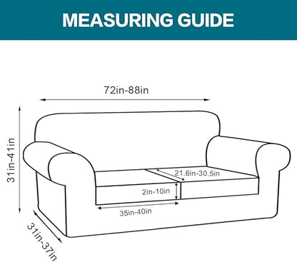 Turquoize 3 Piece Sofa Covers for 2 Cushion Couch Sofa Slipcover Soft Couch Cover for Dogs-Washable Sofa Furniture Covers with 2 Individual Cushion Covers (2 Cushion Sofa, Storm Blue)