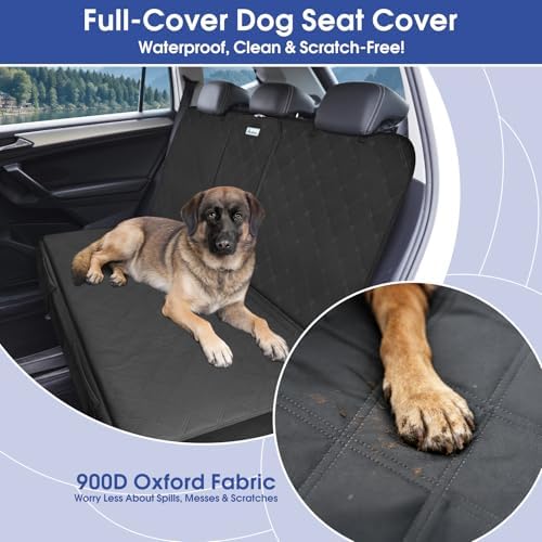 ALLANSING Upgraded 900D Heavy Duty Dog Back Bench Seat Cover for Full‑Size Trucks, Car Seat Protector, Seatbelt & Armrest Compatible, Waterproof & Non‑Slip for Dogs & Kids