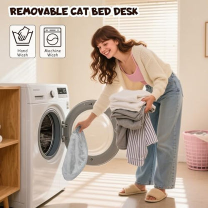 Acools Double Cat Desk Bed for 2 Cats, 360° Rotating Desk Cat Bed, 80 lb (Desk Cat Bed - Single)