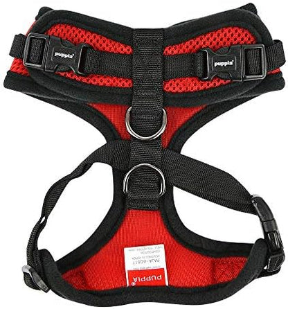 Authentic Puppia RiteFit Harness with Adjustable Neck, Red, Large