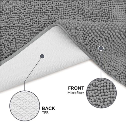 Bcoimo Super Absorbent Chenille Door Mat, Non-Slip Quick Dry Entryway Rug