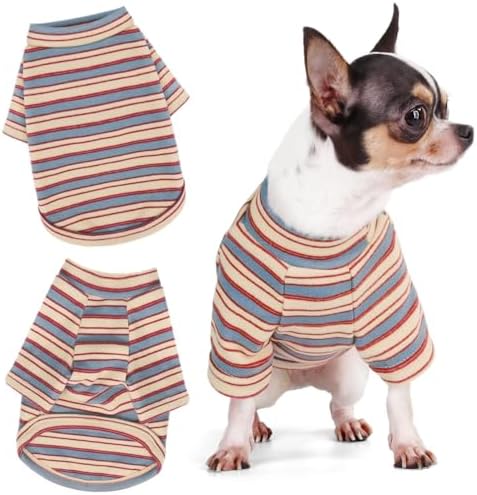 Paiaite Stylish Striped Block Dog Shirt Breathable Clothes Pink&Brown 3XL