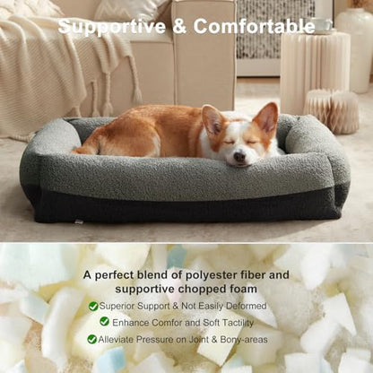 FURTIME Washable Dog Bed Medium Large Size Dogs, Comfy Fluffy Pet Bed