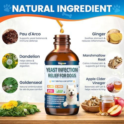 Yeast Infection Treatment Drops for Dogs, Itch Allergy Ear Paw Support 60ml