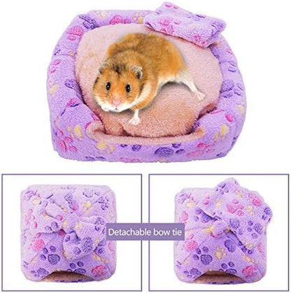 HOMEYA Small Animal Pet Bed, Sleeping House Habitat Nest for Guinea Pig Hamster Hedgehog Rat Chinchilla Hideout Bedding Snuggle Sack Cuddle Cup Cage Accessories with Washable Mat- XL(Purple)