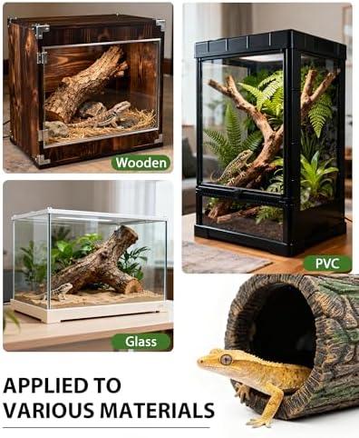 REPTITRIP Magnetic Crested Gecko Hideout - Resin Hollow Log Cave, Reptile Hide Cave, Reptile & Amphibian Habitat Hide, Terrariums Decor